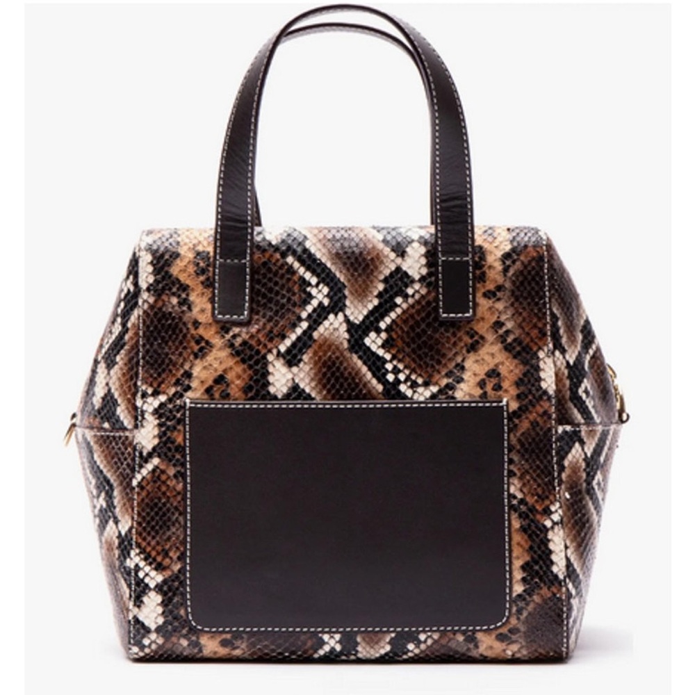 Frances Valentine Brown Python-Print Satchel - image 2